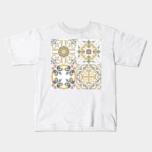 Vector set of Portuguese tiles patterns. Collection of colored patterns for design and fashion. Kids T-Shirt